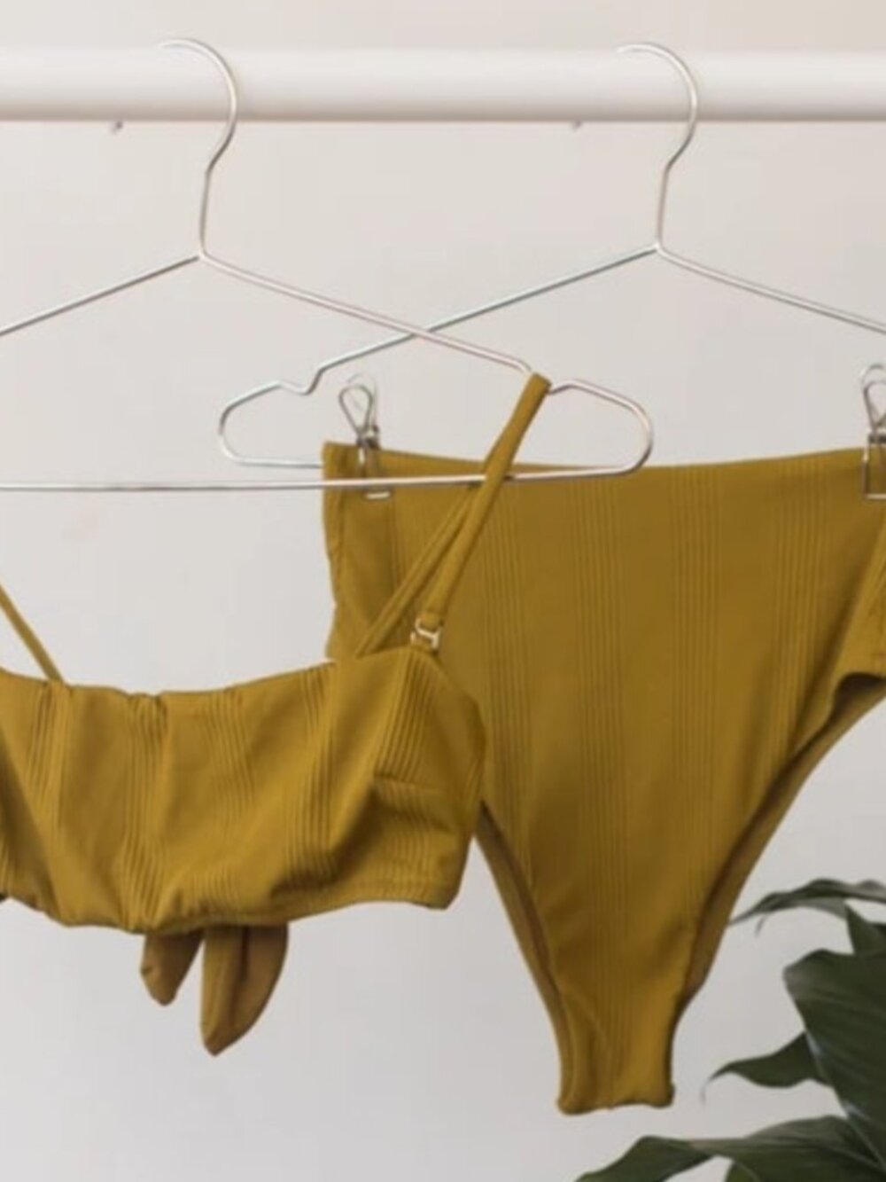 VITAMIN A Ribbed Bikini Set in Matcha Size Large Made in USA Sustainable Fabric